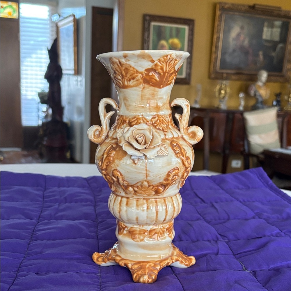 Vintage Elegant Ceramic Vase with Floral Design